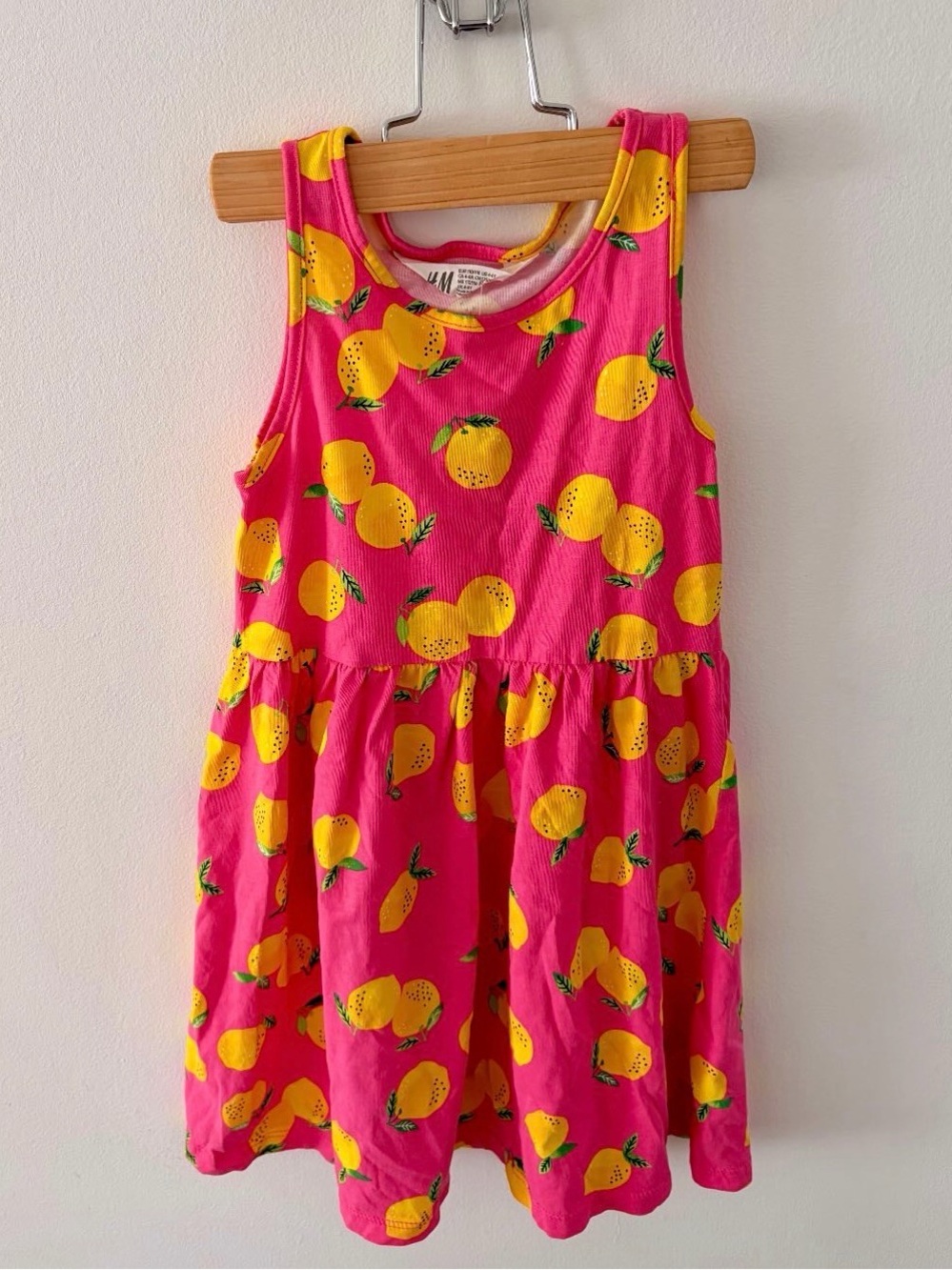 H&M Pink Tank Dress with Yellow Lemon Print